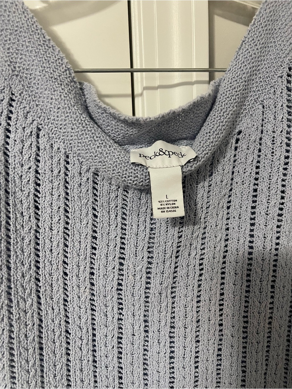 Peck & Peck Women's Pale Blue Open-Knit Scoop Neck Sweater
